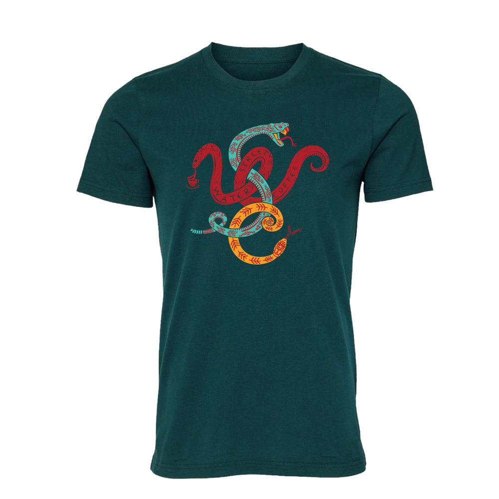 Atlantic Green Snake & Cup Short Sleeve T-shirt | Water Street Coffee