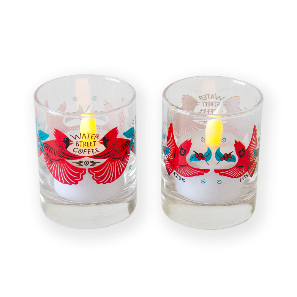 Votive with Cardinals and Coffee Cherries