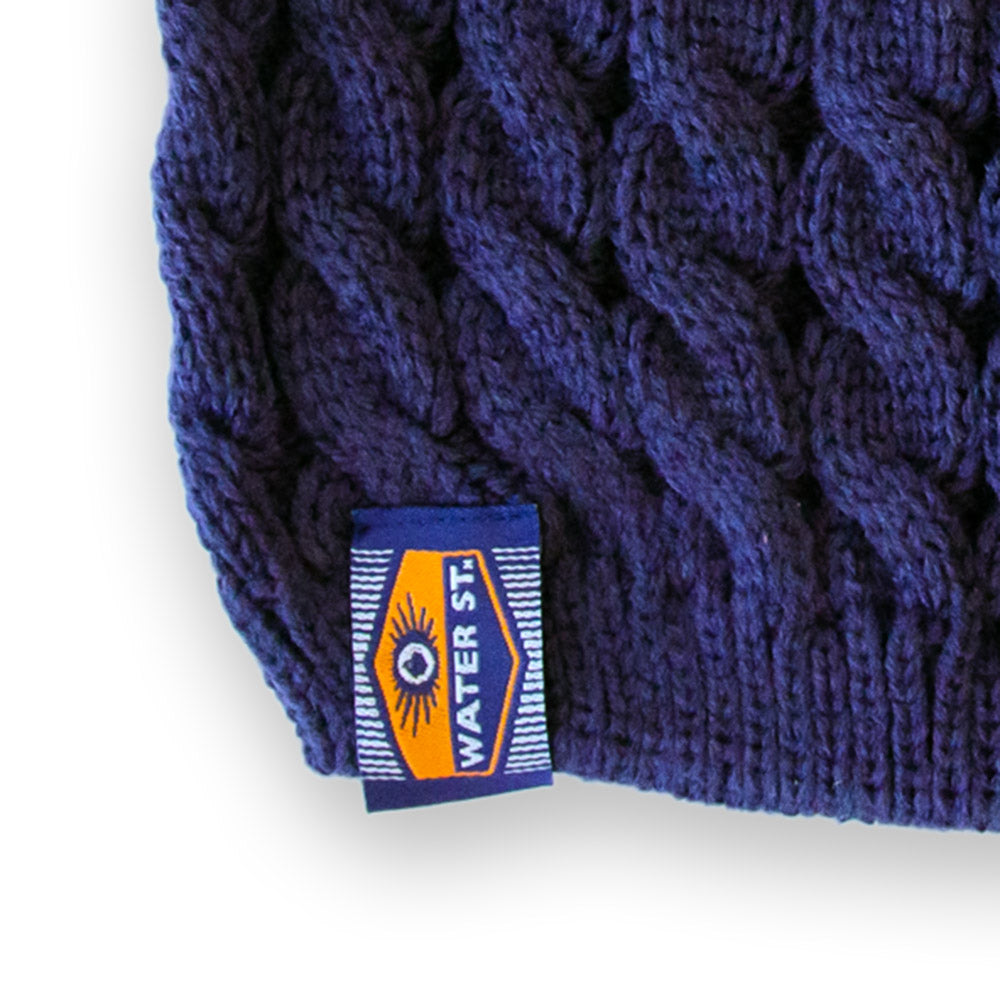 Navy Cable Knit Beanie | Water Street Coffee