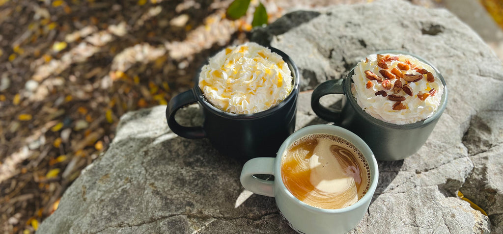 Hot Apple Cider, Caramel Apple Cider and Maple Pecan Latte