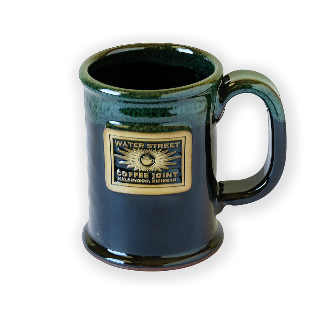 Royal Green Stoneware Sunburst Logo Mug